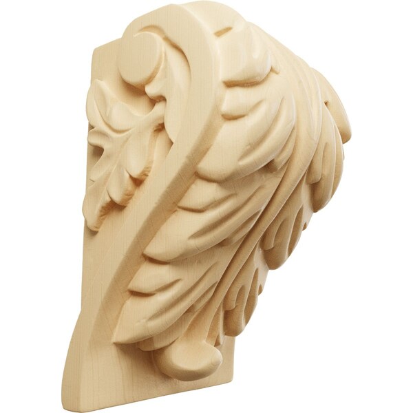 Ekena Millwork 3 1/4"W x 2 3/4"D x 5"H Medium Acanthus Leaf Block Corbel, Maple CORW03X03X05BAMA - main